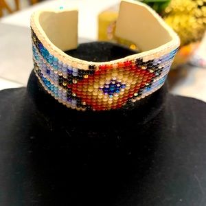 Navajo beaded cuff on leather. Stunning.